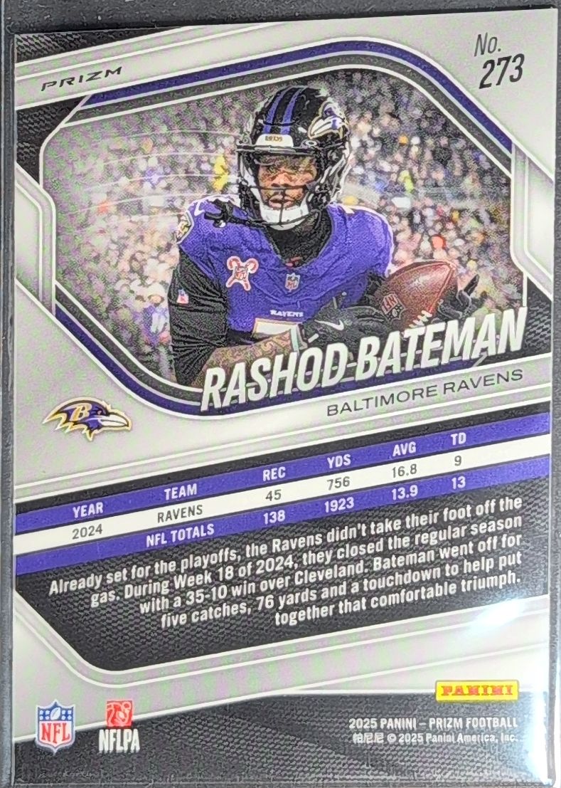 2025 Panini Prizm Rashod Bateman #273 White Disco Baltimore Ravens back