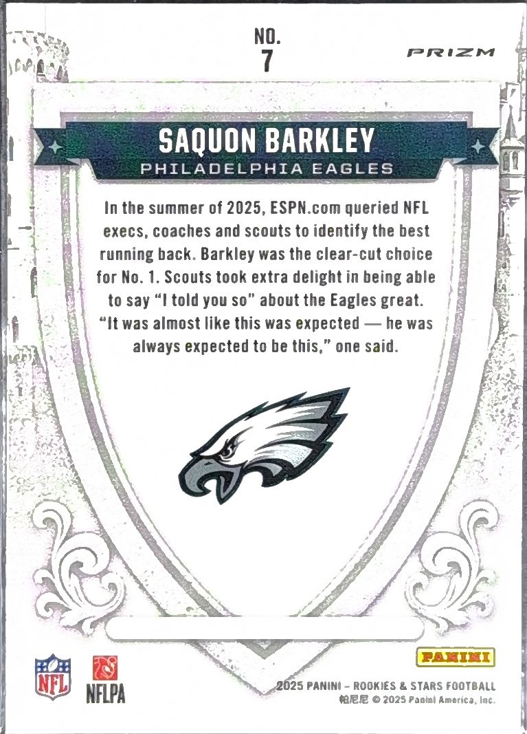 2025 Panini Rookies & Stars Saquon Barkley #7 Crusade Red Plaid Philadelphia Eagles back