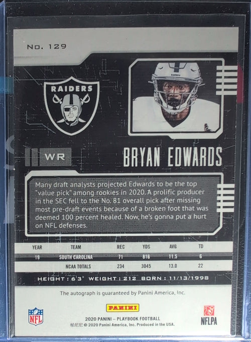 2020 Panini Playbook #129 Bryan Edwards Autograph #/49