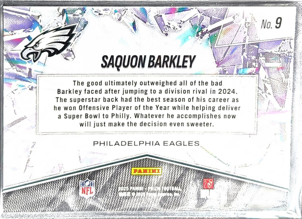 2025 Panini Prizm Saquon Barkley #9 Prizm Break Philadelphia Eagles back