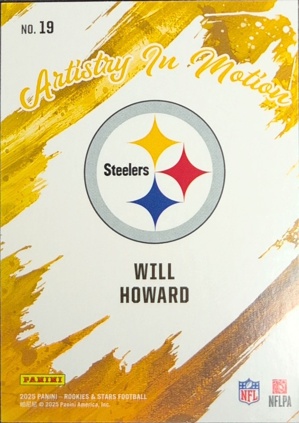 2025 Panini Rookies & Stars Will Howard #19 Artistry in Motion Pittsburgh Steelers back