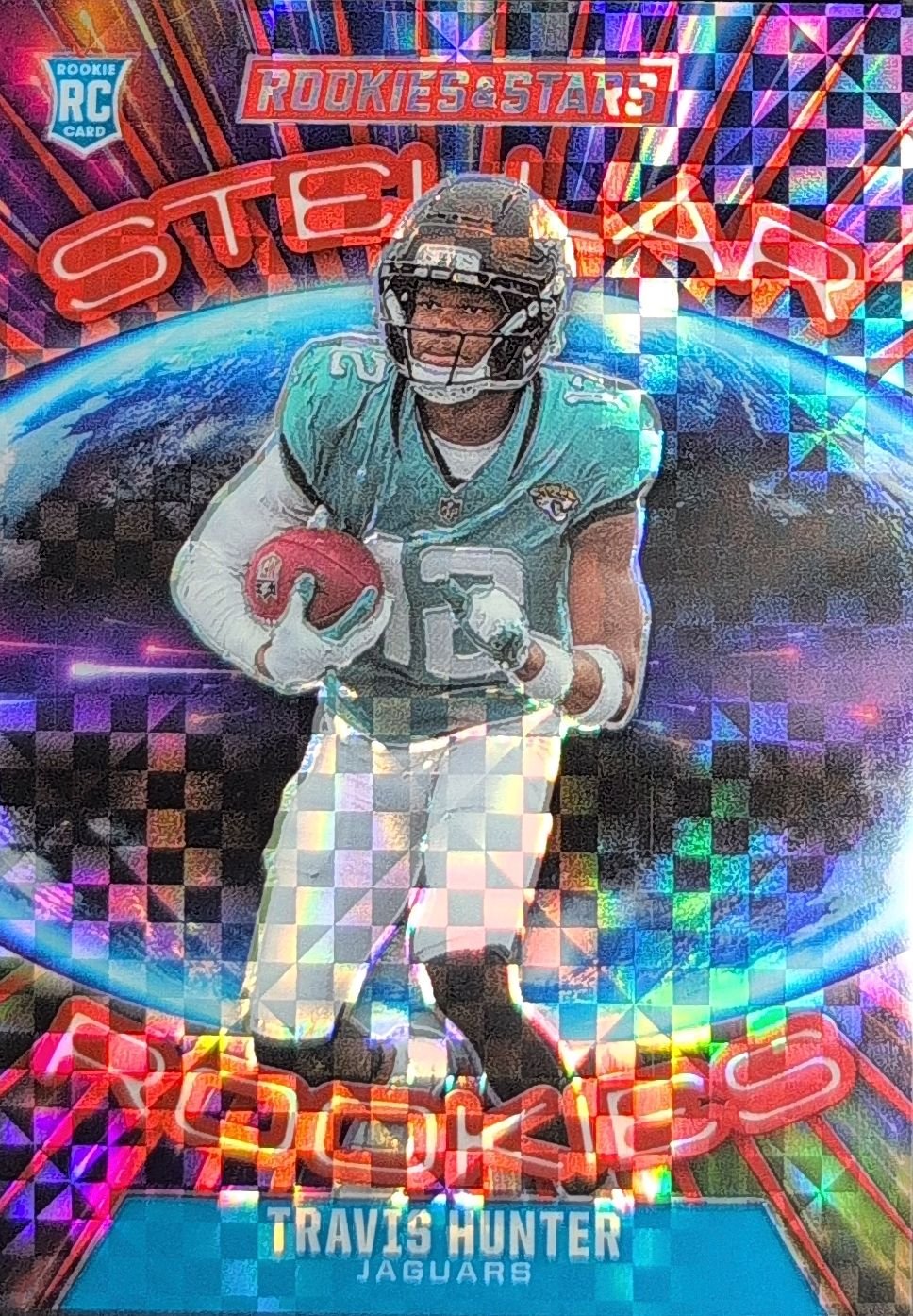 Travis Hunter 2025 Panini Rookies & Stars #2 Stellar Rookies Blue Plaid Jacksonville Jaguars - front image