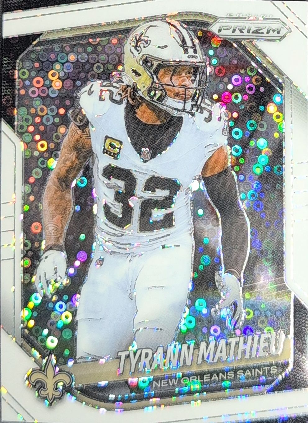 2025 Panini Prizm Tyrann Mathieu #196 White Disco New Orleans Saints front