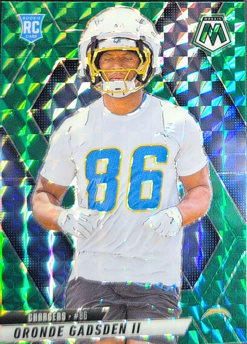 2025 Panini Mosaic Oronde Gadsden II #374 Mosaic Green RC Los Angeles Chargers front