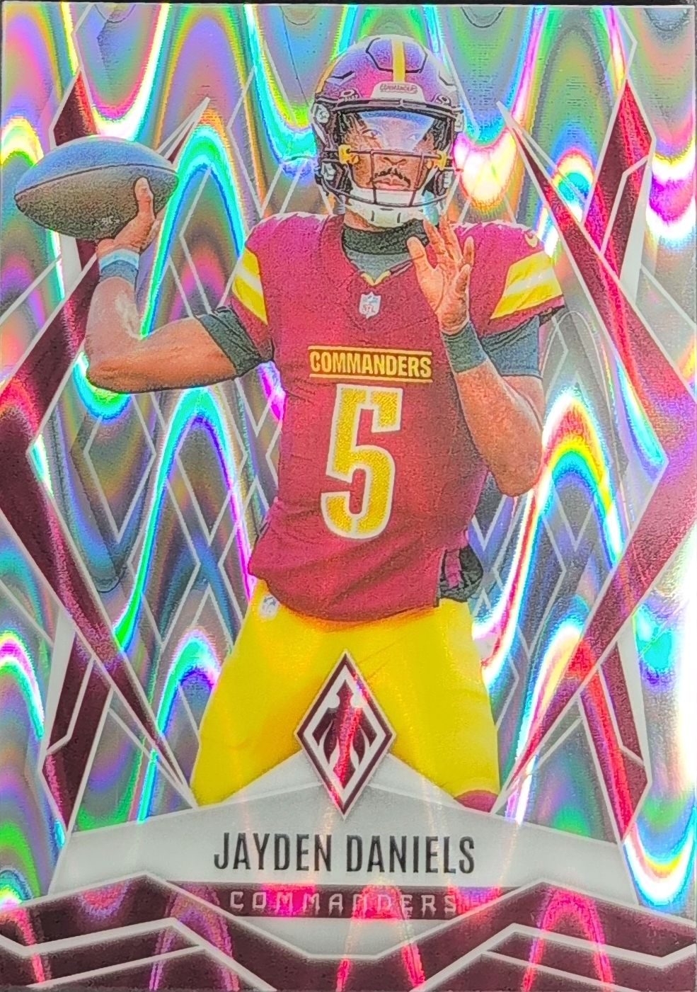 2025 Panini Phoenix Jayden Daniels #8 Silver Seismic Prizm Washington Commanders front
