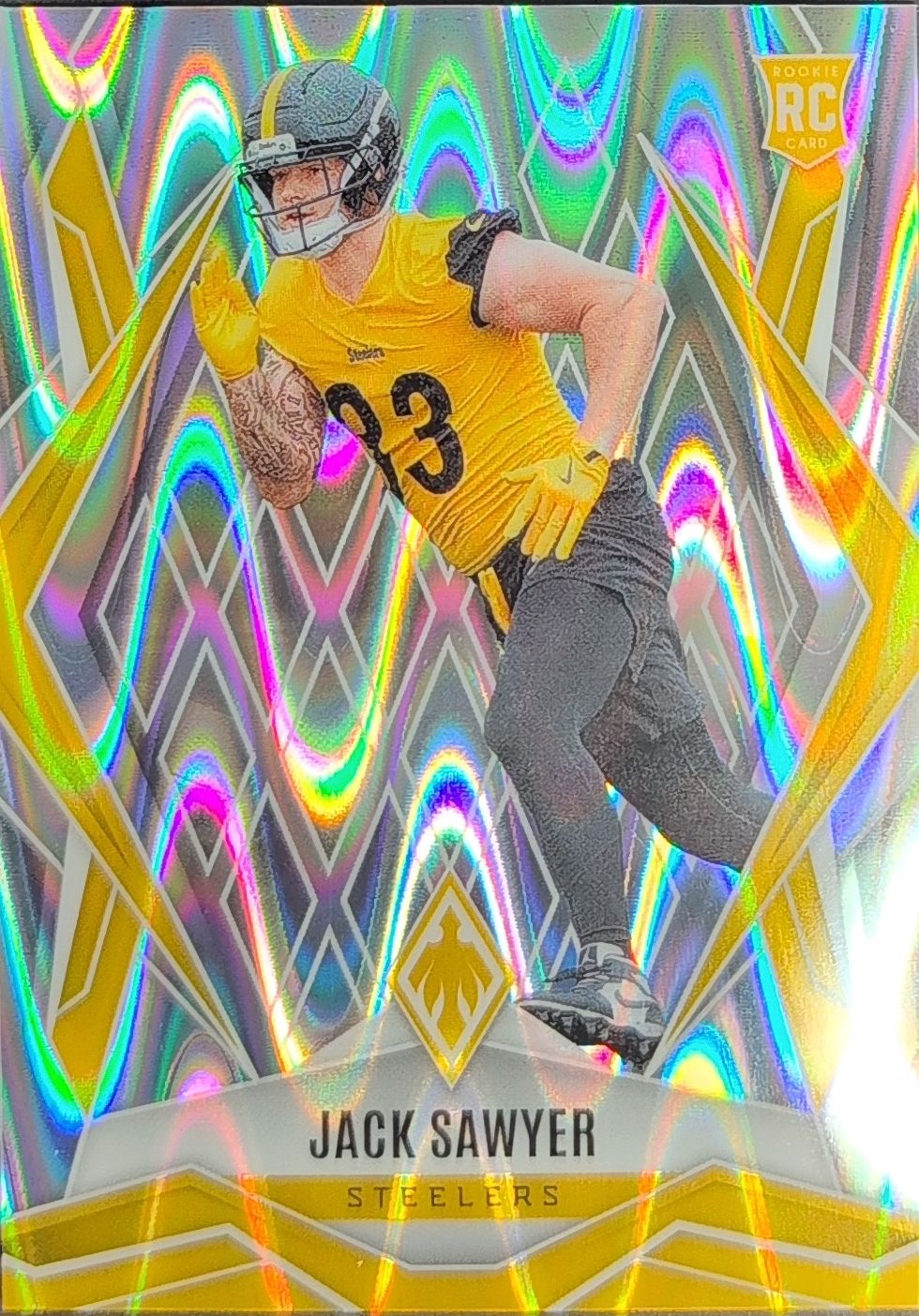 2025 Panini Phoenix Jack Sawyer #233 Silver Seismic Prizm RC Pittsburgh Steelers front