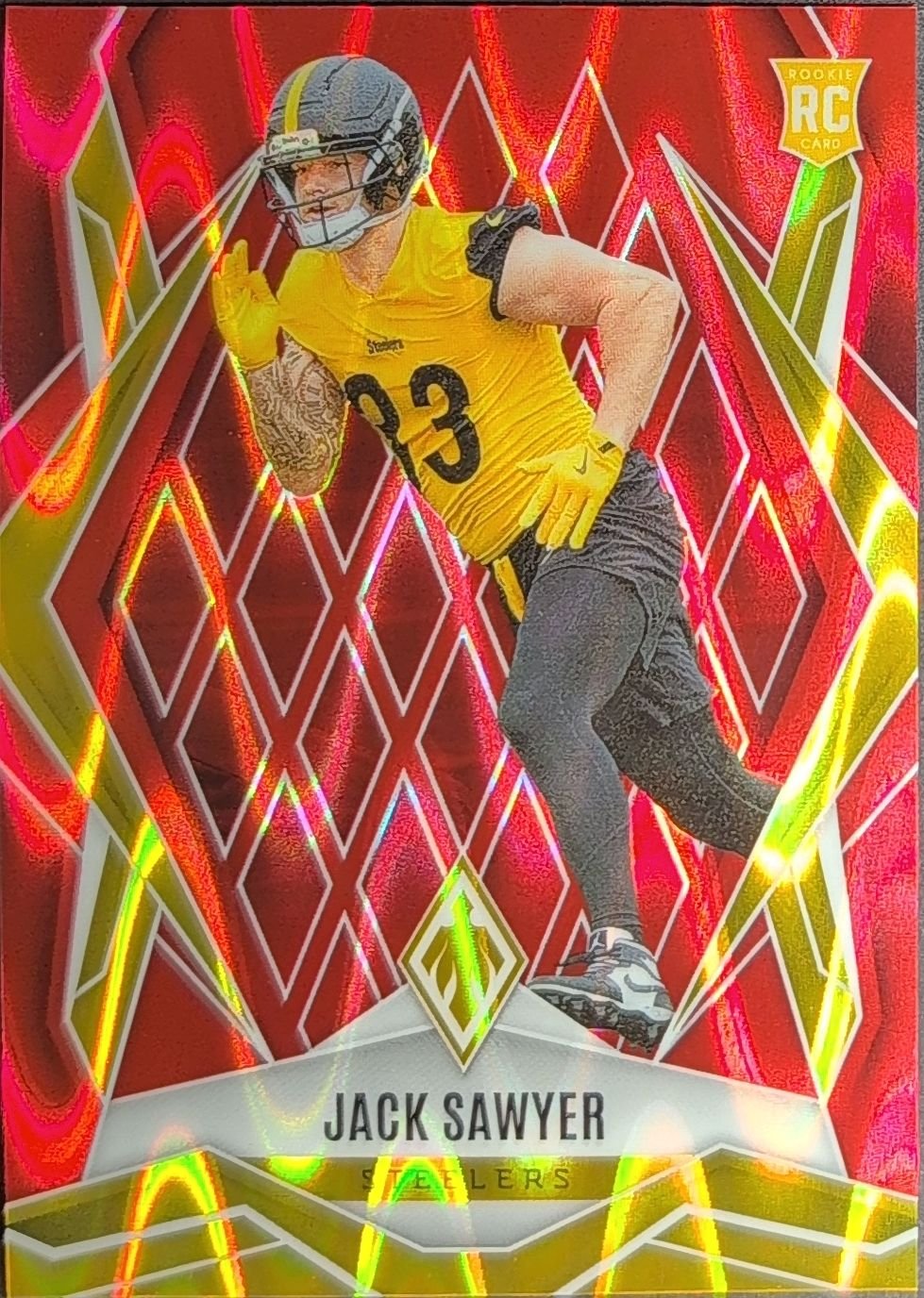 Jack Sawyer 2025 Panini Phoenix #233 Red Seismic Prizm Rookie RC Pittsburgh Steelers - front image