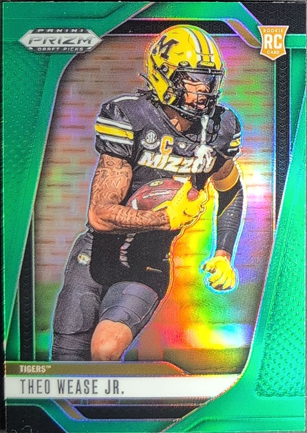 2025 Panini Prizm Draft Picks Theo Wease Jr. #72 Prizms Green Missouri Tigers front