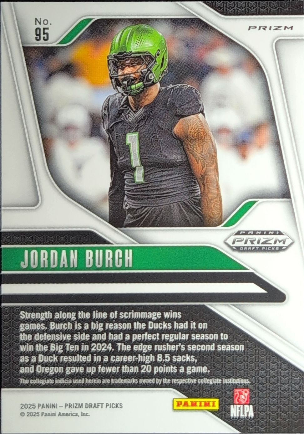 Jordan Burch 2025 Panini Prizm Draft Picks #95 Red Ice Oregon Ducks