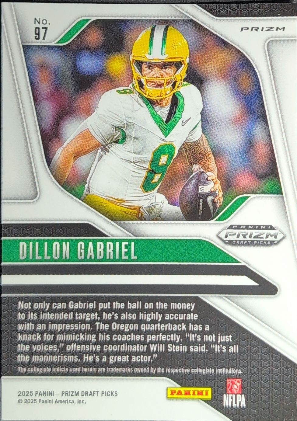 2025 Panini Prizm Draft Picks Dillon Gabriel #97 Prizms Red Ice Oregon Ducks back