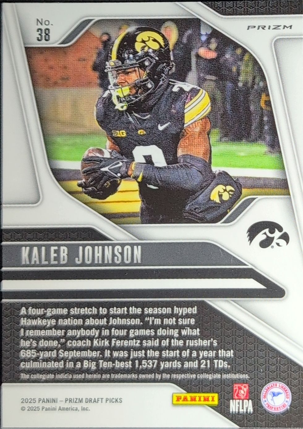2025 Panini Prizm Draft Picks Kaleb Johnson #38 Prizms Red Ice Iowa Hawkeyes back