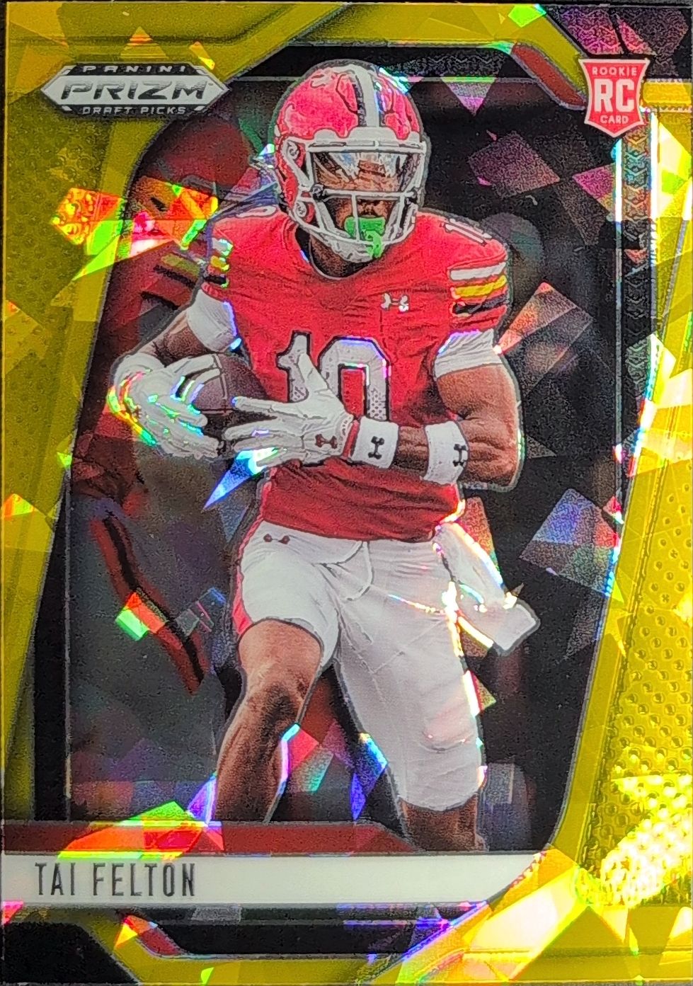 2025 Panini Prizm Draft Picks Tai Felton #36 Prizms Gold Ice Maryland Terrapins front