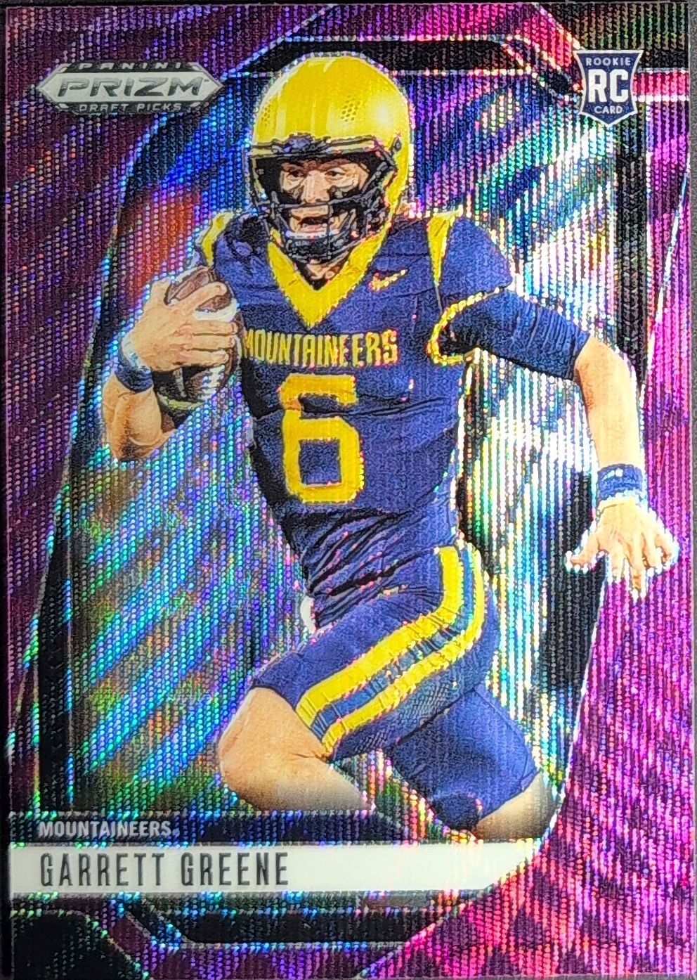 2025 Panini Prizm Draft Picks Garrett Greene #148 Prizms Purple Wave West Virginia Mountaineers front