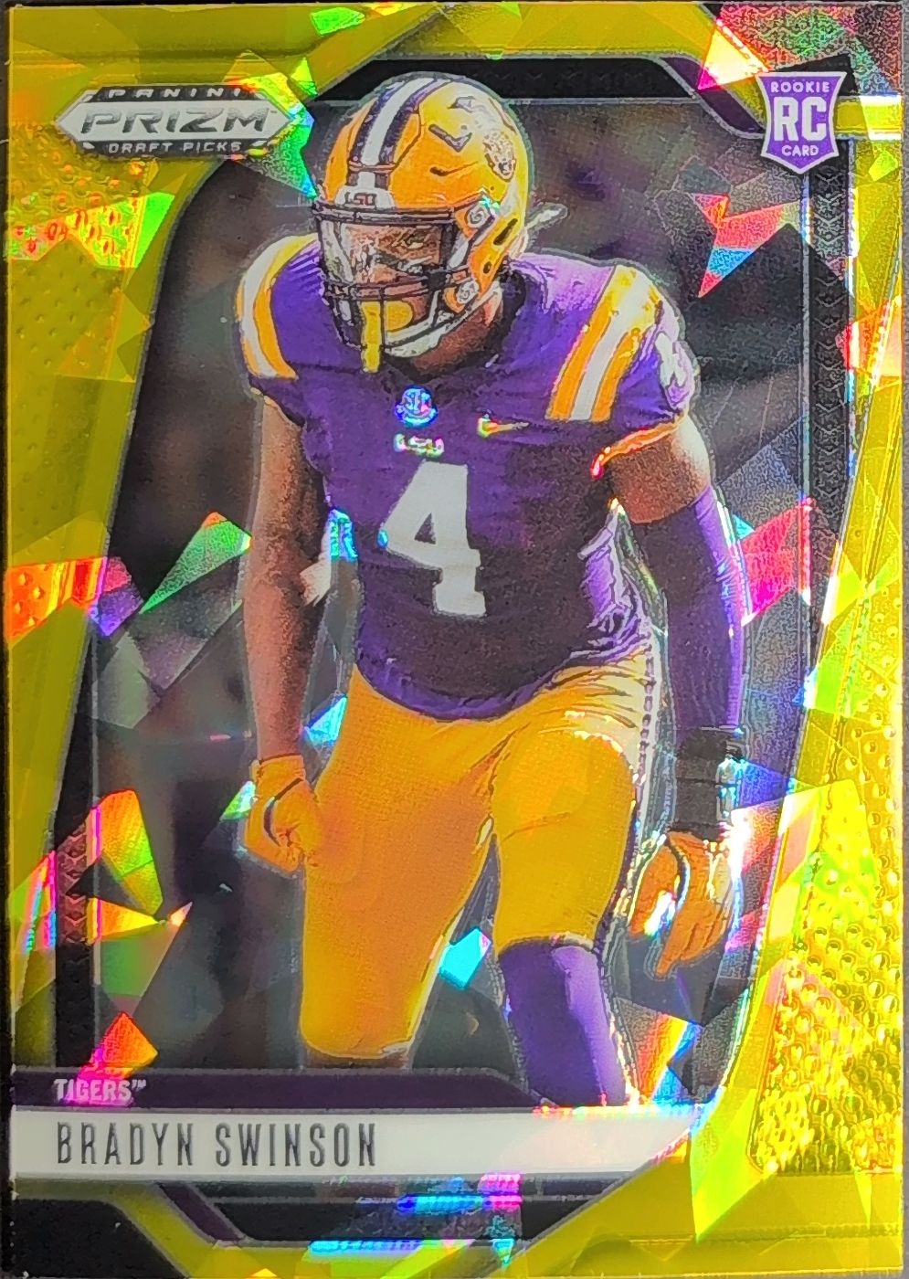 2025 Panini Prizm Draft Picks Bradyn Swinson #52 Prizms Gold Ice LSU Tigers front