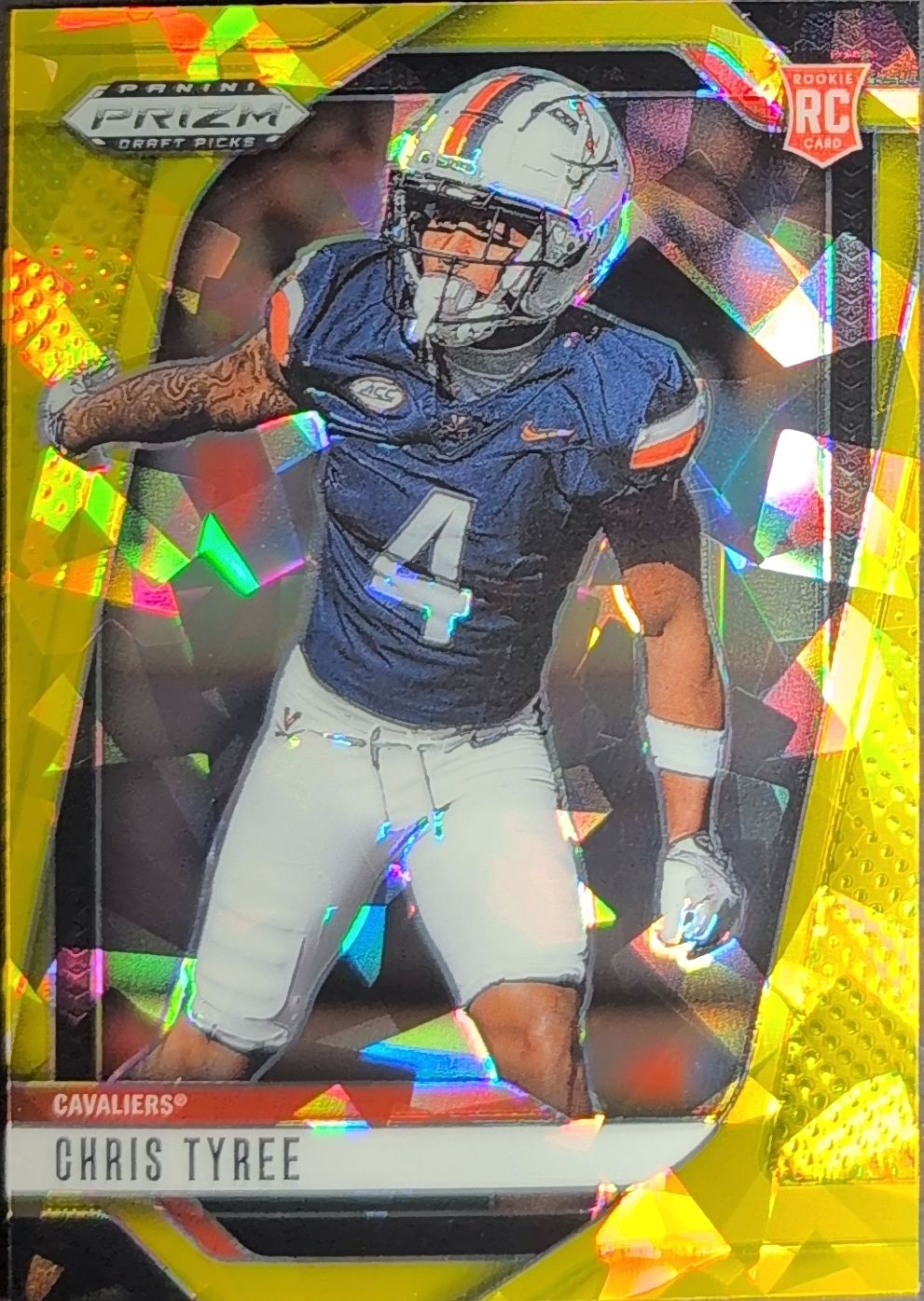 2025 Panini Prizm Draft Picks Chris Tyree #143 Prizms Gold Ice Virginia Cavaliers front