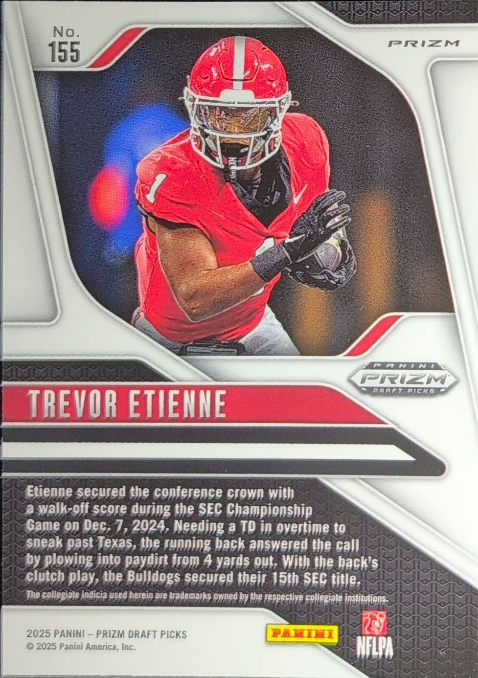2025 Panini Prizm Draft Picks Trevor Etienne #155 Prizms Gold Ice Georgia Bulldogs back