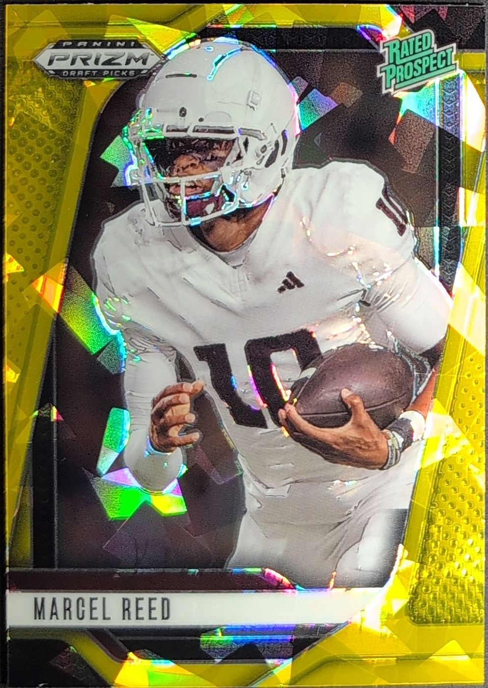 2025 Panini Prizm Draft Picks Marcel Reed #167 Prizms Gold Ice Texas A&M Aggies front