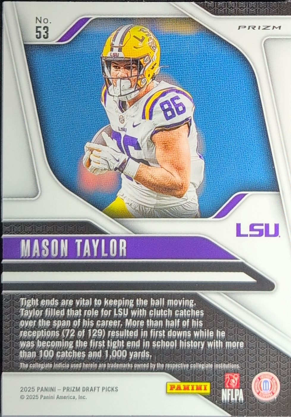 2025 Panini Prizm Draft Picks Mason Taylor #53 Prizms Red Ice LSU Tigers back