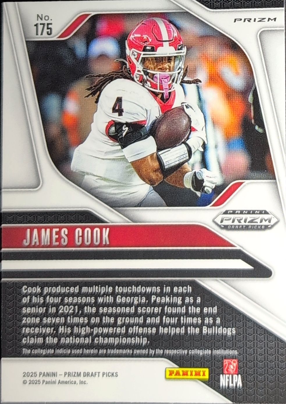2025 Panini Prizm Draft Picks James Cook #175 Prizms Red Ice Georgia Bulldogs back