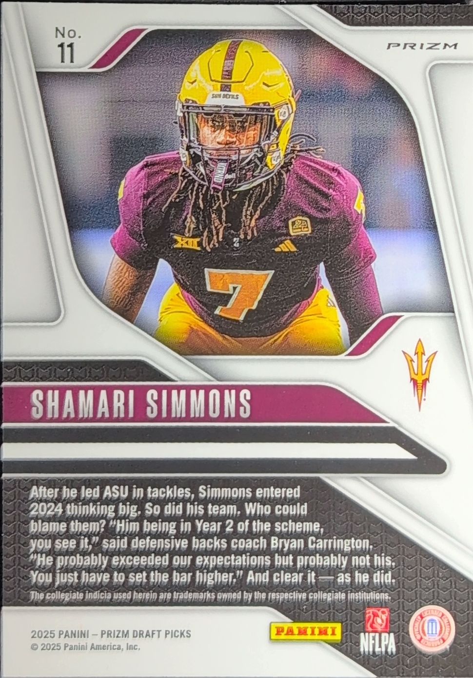 Shamari Simmons 2025 Prizm Draft Picks #11 Red Ice Arizona State Sun Devils