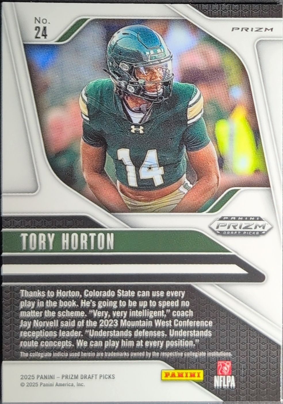 2025 Panini Prizm Draft Picks Tory Horton #24 Prizms Red Ice Colorado State Rams back