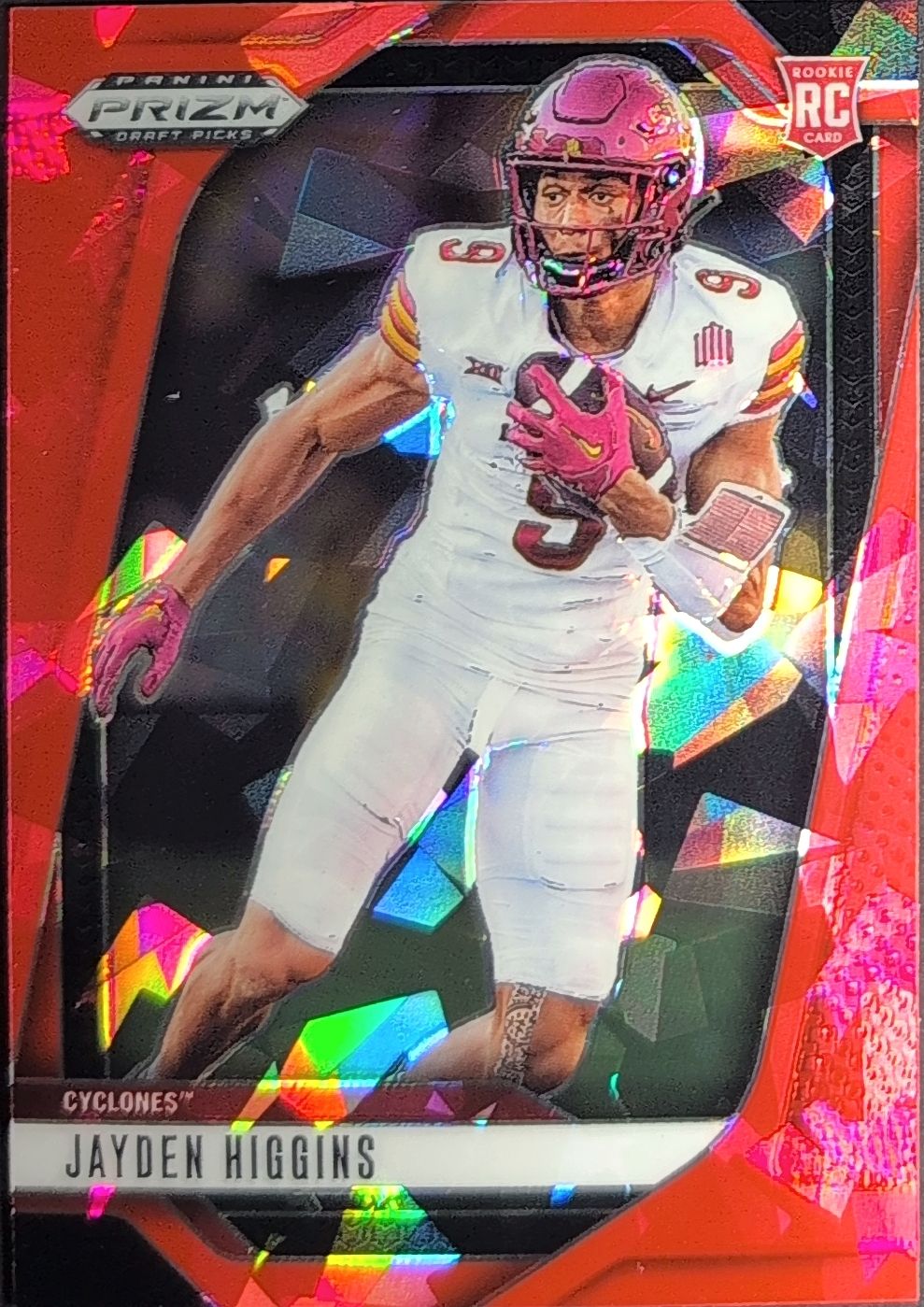 2025 Panini Prizm Draft Picks Jayden Higgins #40 Prizms Red Ice Iowa State Cyclones front