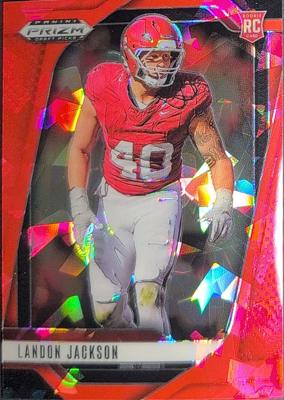 2025 Panini Prizm Draft Picks Landon Jackson #10 Prizms Red Ice Arkansas Razorbacks front