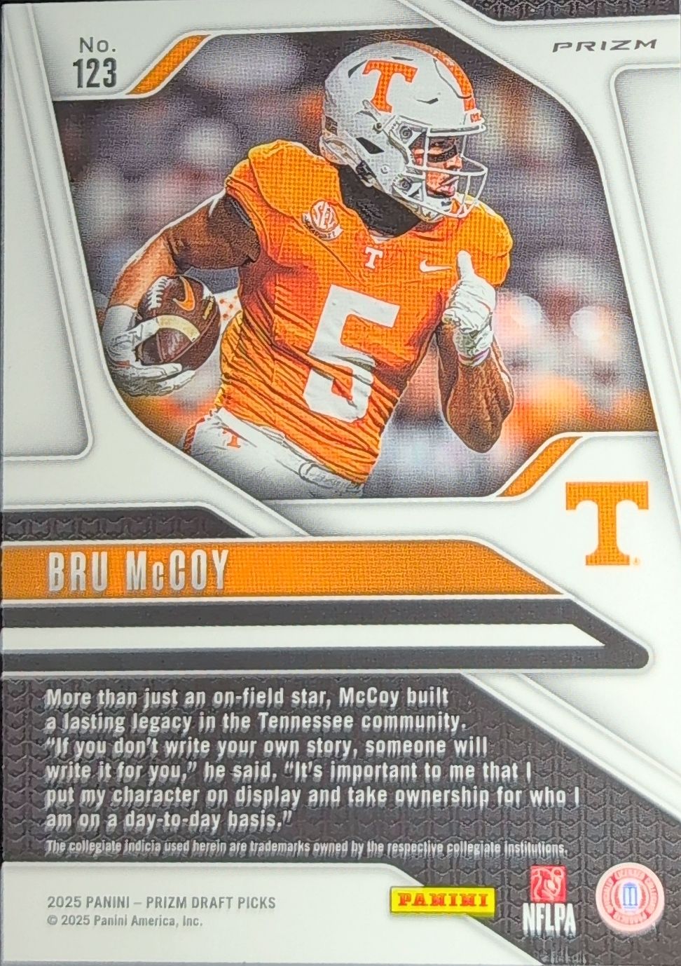 2025 Panini Prizm Draft Picks Bru McCoy #123 Prizms Red Ice Tennessee Volunteers back