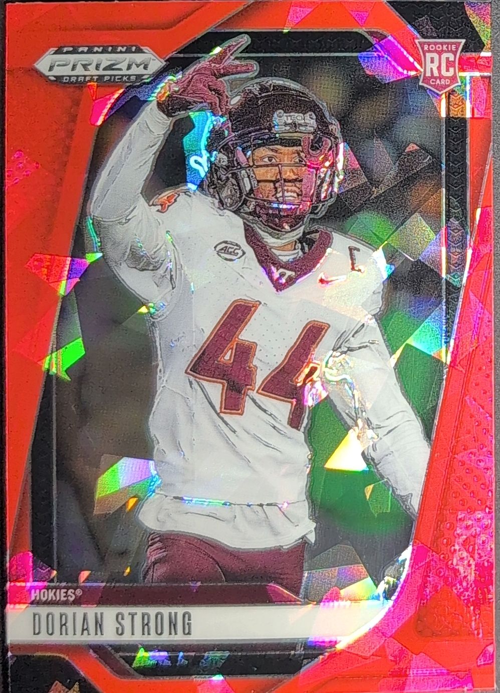 2025 Panini Prizm Draft Picks Dorian Strong #144 Prizms Red Ice Virginia Tech Hokies front