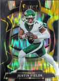 2025 Panini Select Justin Fields #75 Black and Gold Prizm Shock New York Jets front