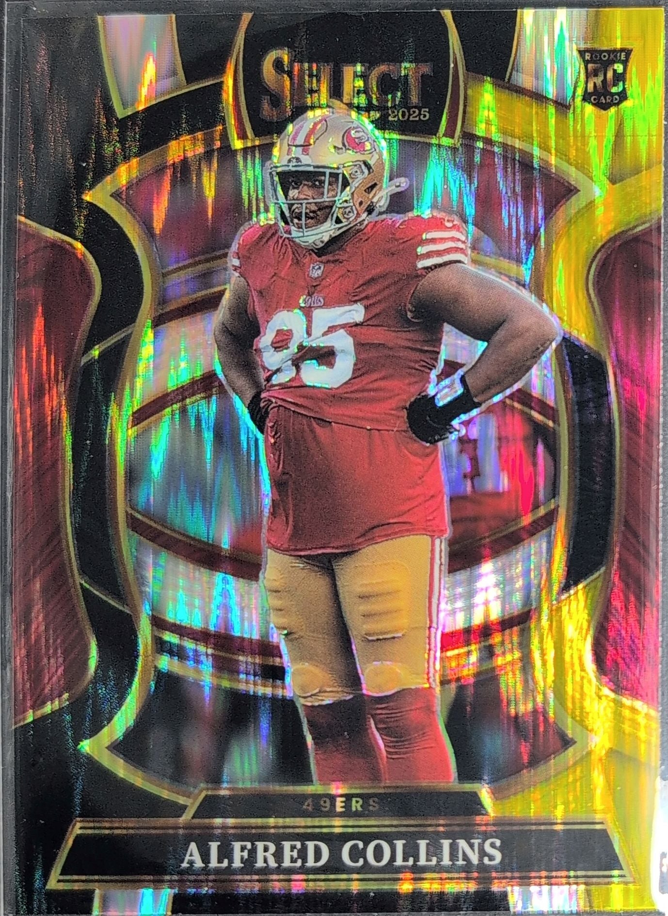 2025 Panini Select Alfred Collins #17 Black and Gold Prizm Shock San Francisco 49ers front