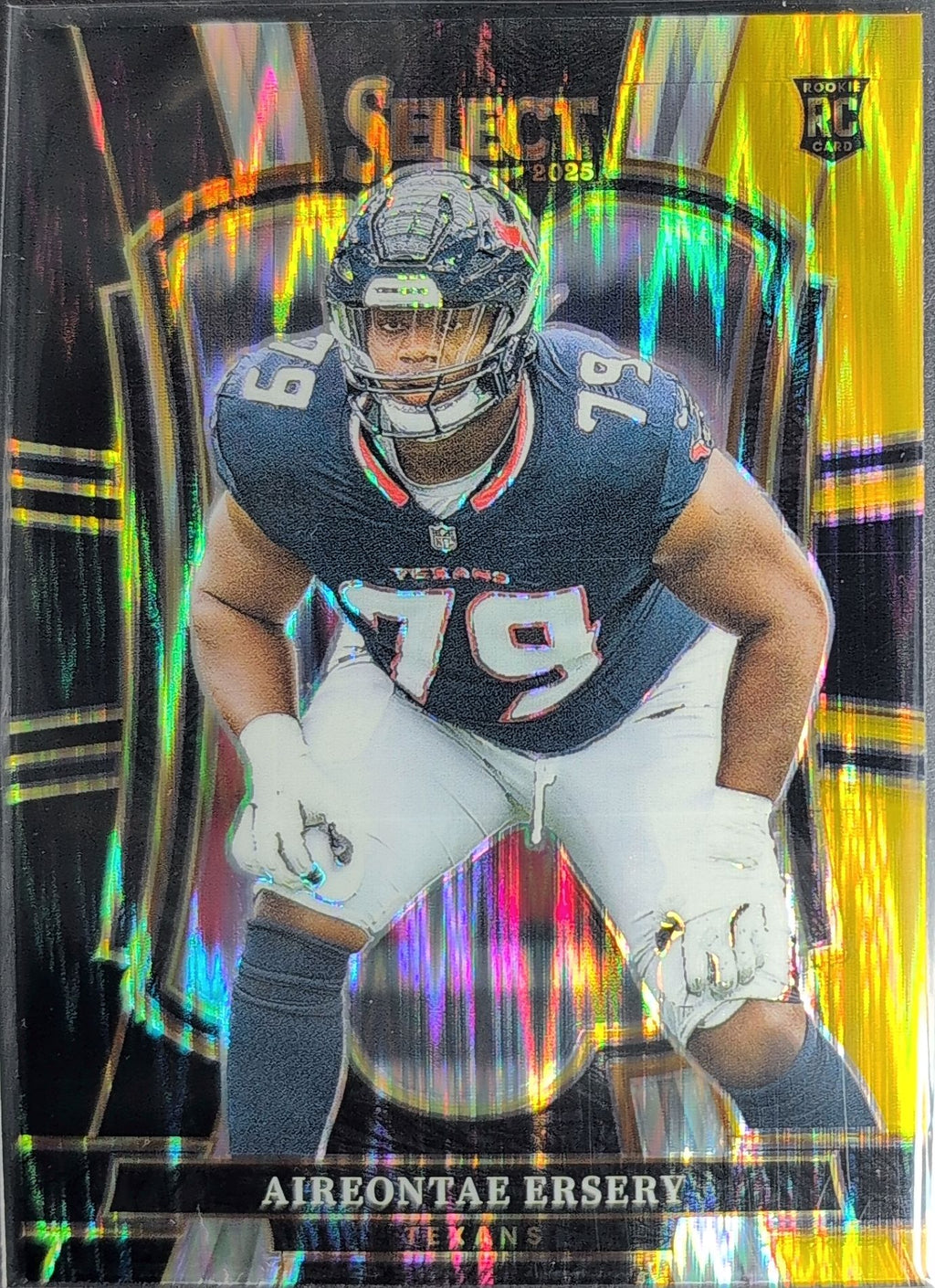 2025 Panini Select Aireontae Ersery #134 Black and Gold Prizm Shock Houston Texans front