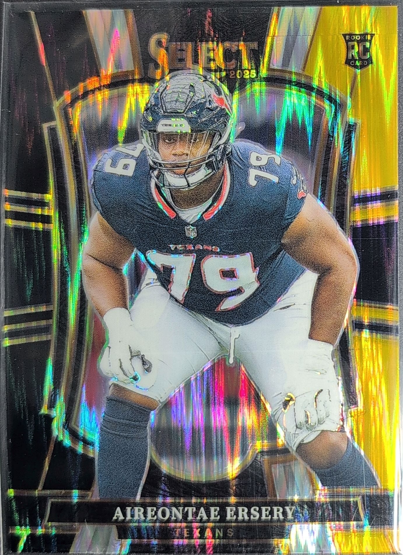 2025 Panini Select Aireontae Ersery #134 Black and Gold Prizm Shock Houston Texans front