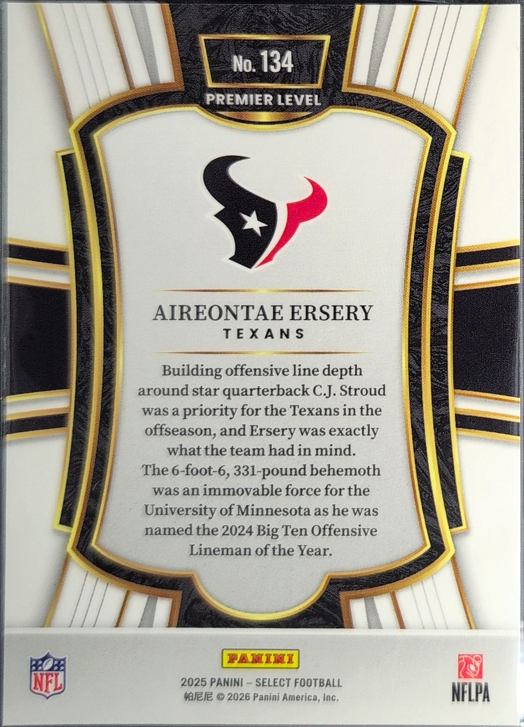 2025 Panini Select Aireontae Ersery #134 Houston Texans back