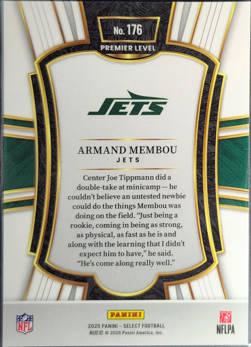 2025 Panini Select Armand Membou #176 New York Jets back