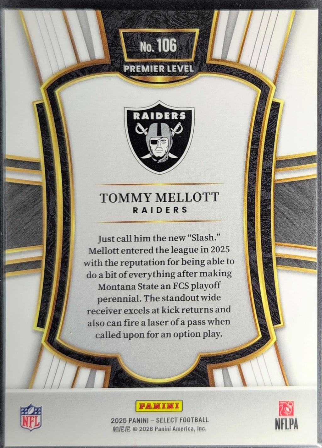 2025 Panini Select Tommy Mellott #106 Las Vegas Raiders back