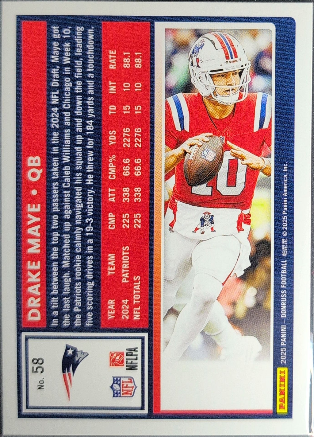 2025 Donruss Drake Maye #58 New England Patriots back