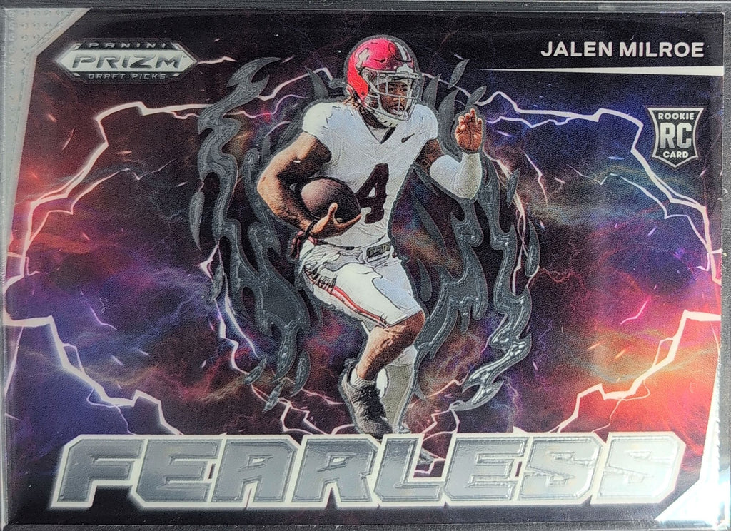 2025 Panini Prizm Draft Picks Jalen Milroe #F-JME Fearless Alabama Crimson Tide front