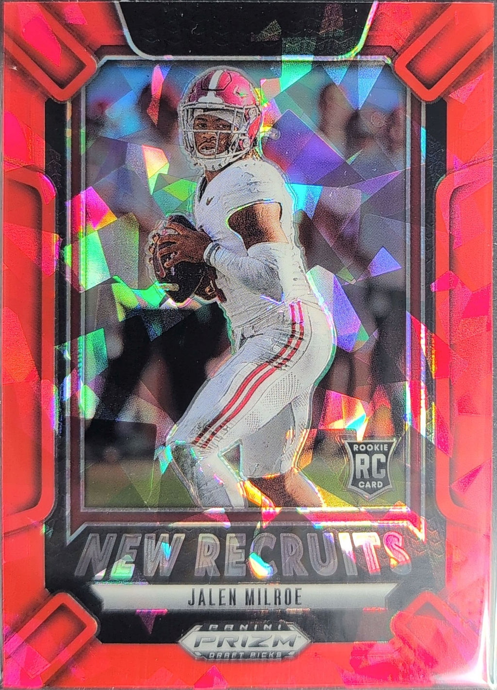 2025 Panini Prizm Draft Picks Jalen Milroe #7 New Recruits Red Ice Alabama Crimson Tide front