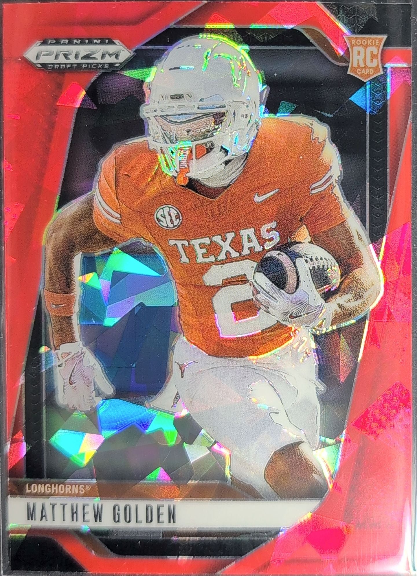 2025 Panini Prizm Draft Picks Matthew Golden #130 Prizms Red Ice Texas Longhorns front