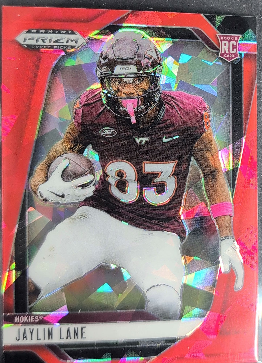 2025 Panini Prizm Draft Picks Jaylin Lane #147 Prizms Red Ice Virginia Tech Hokies front