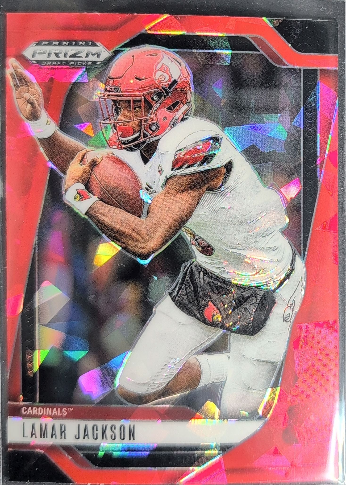 2025 Panini Prizm Draft Picks Lamar Jackson #177 Prizms Red Ice Louisville Cardinals front