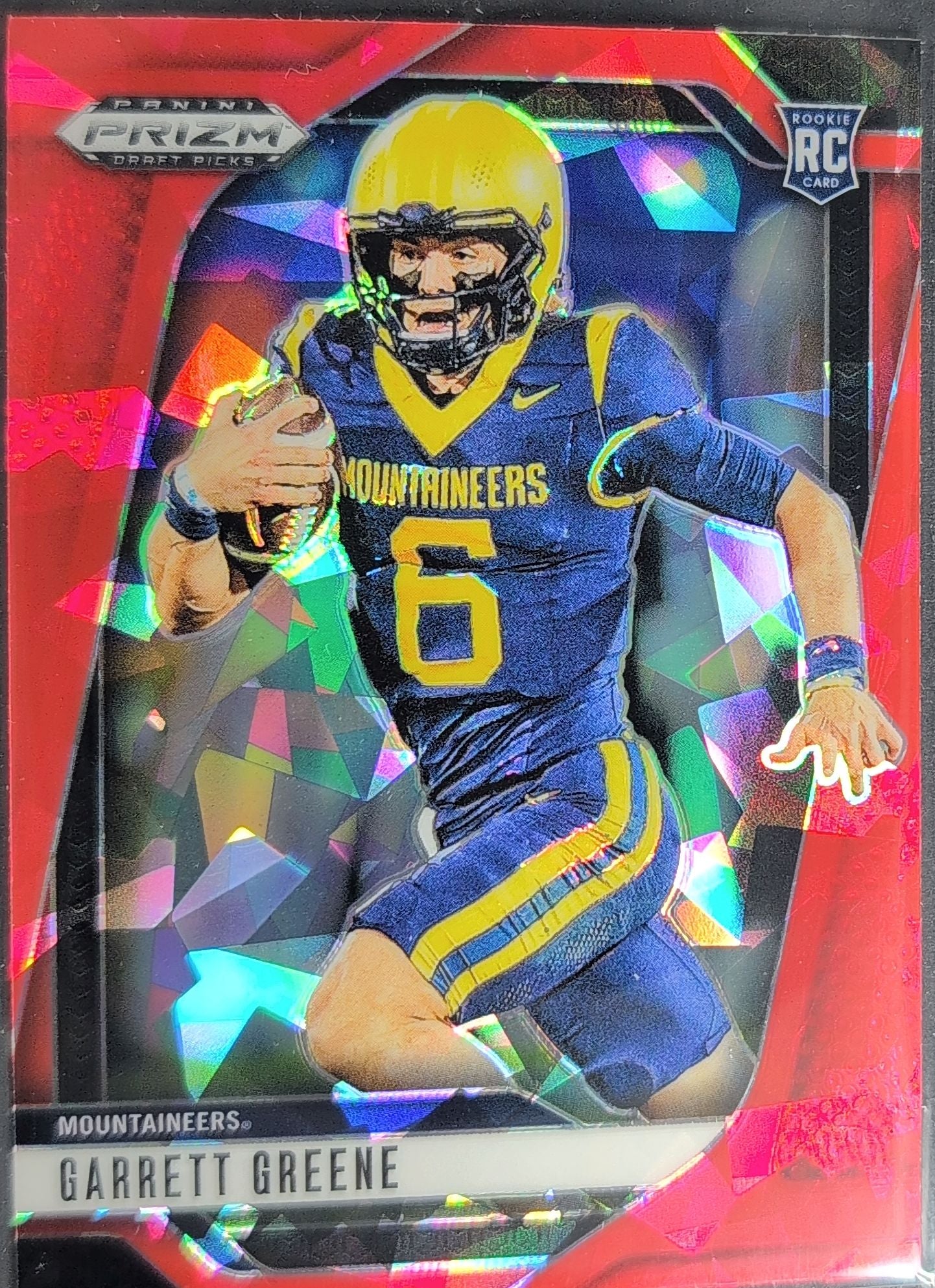 2025 Panini Prizm Draft Picks Garrett Greene #148 Prizms Red Ice West Virginia Mountaineers front