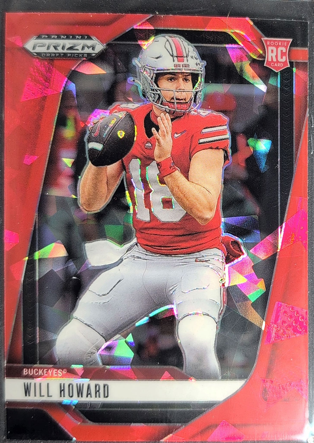 2025 Panini Prizm Draft Picks Will Howard #83 Prizms Red Ice Ohio State Buckeyes front
