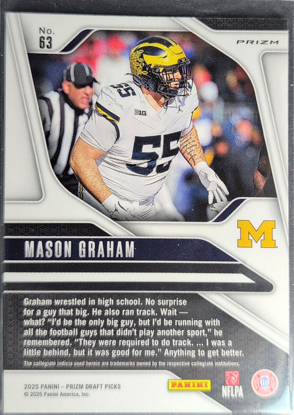 2025 Panini Prizm Draft Picks Mason Graham #63 Prizms Red Ice Michigan Wolverines back