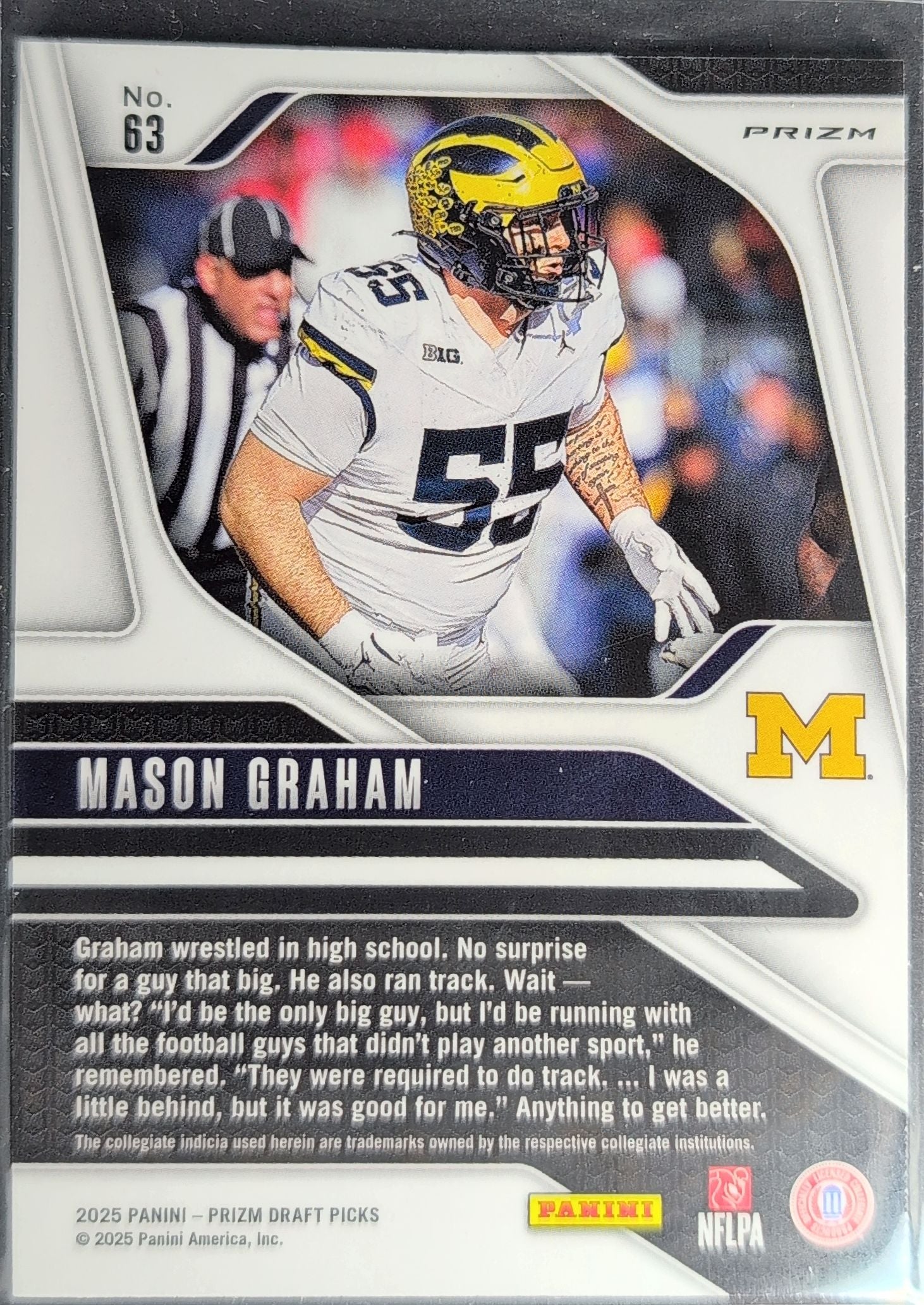 2025 Panini Prizm Draft Picks Mason Graham #63 Prizms Red Ice Michigan Wolverines back