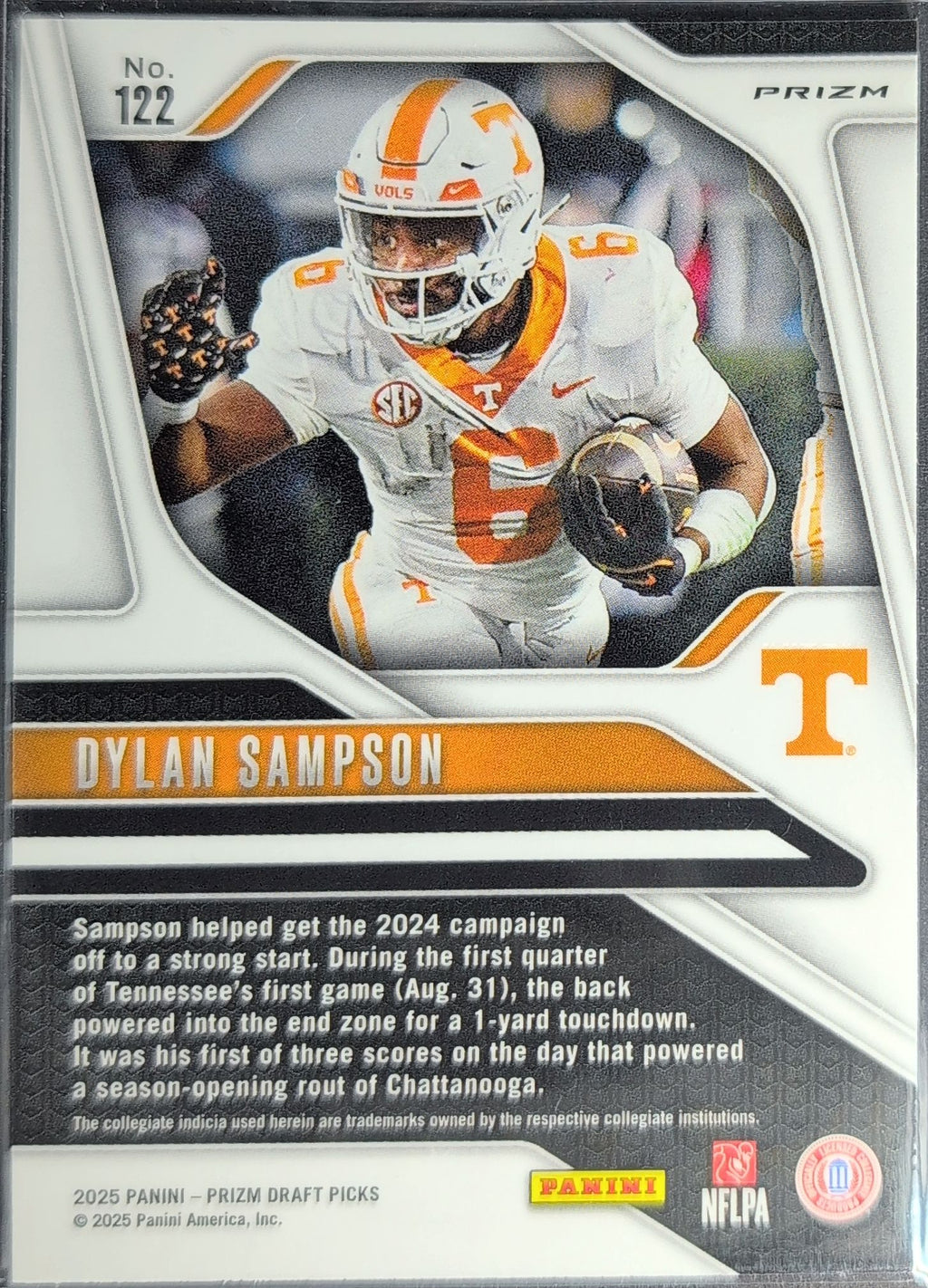 2025 Panini Prizm Draft Picks Dylan Sampson #122 Prizms Red Ice Tennessee Volunteers back