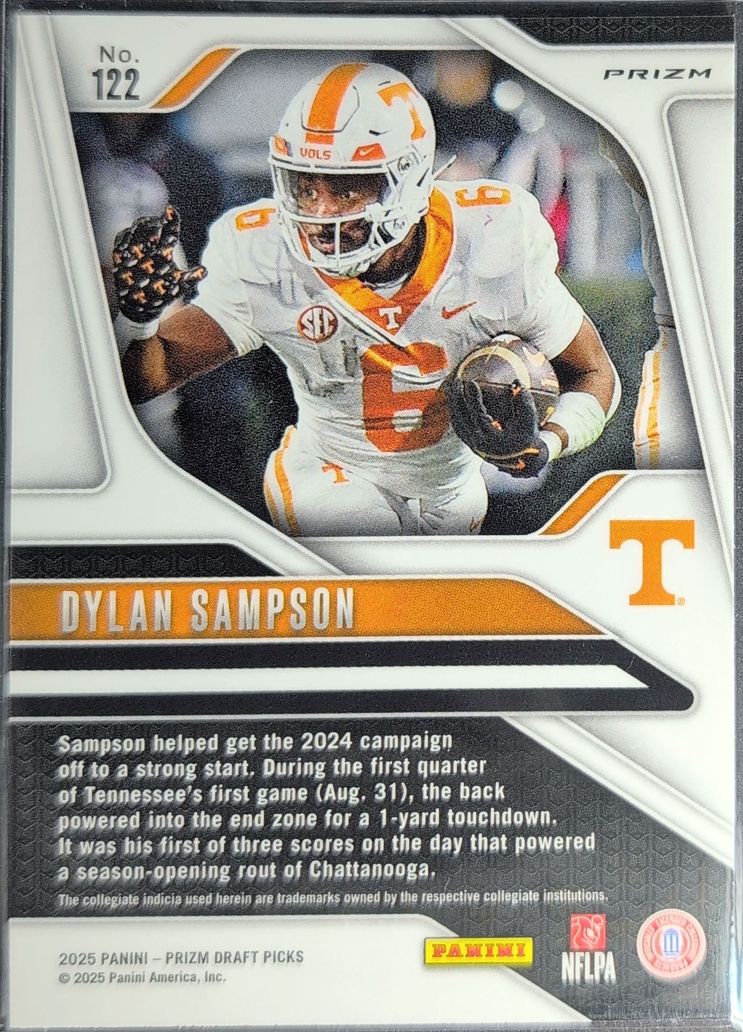 2025 Panini Prizm Draft Picks Dylan Sampson #122 Prizms Red Ice Tennessee Volunteers back