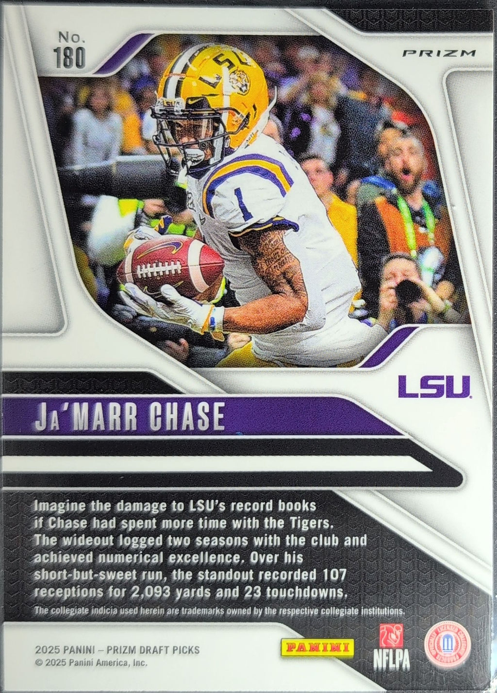 2025 Panini Prizm Draft Picks Ja'Marr Chase #180 Prizms Red Ice LSU Tigers back