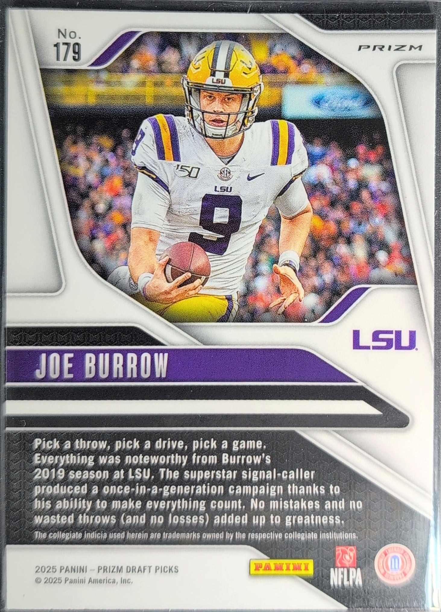 2025 Panini Prizm Draft Picks Joe Burrow #179 Prizms Red Ice LSU Tigers back